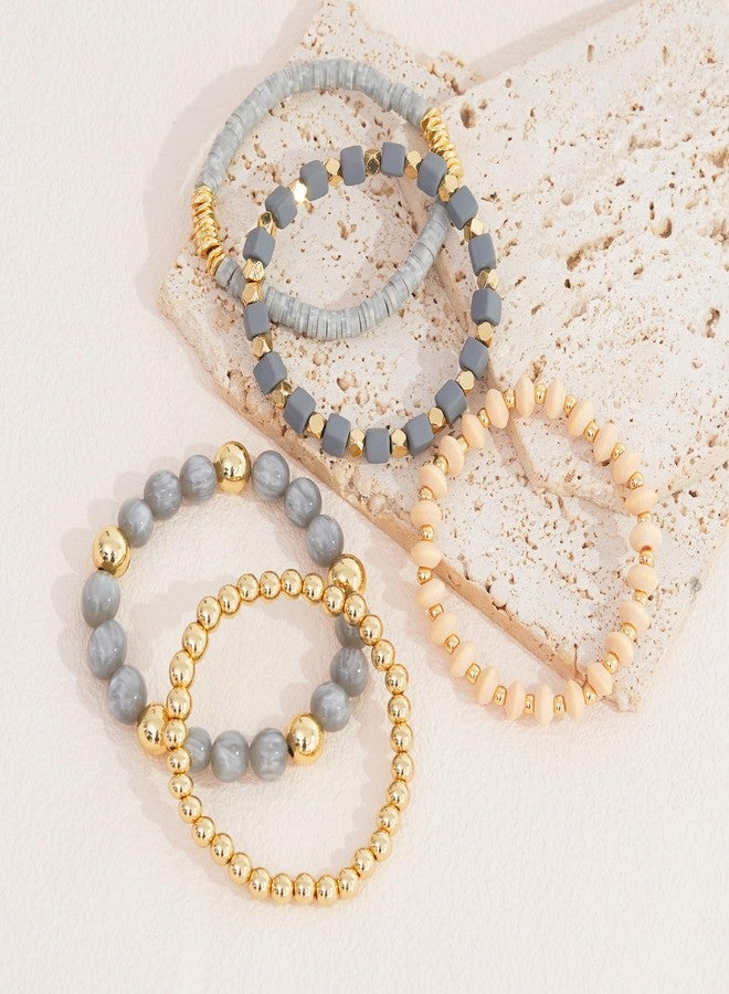 Aigrnc Boho Beaded Stretch Bracelets For Women Girls Stackable Crystal Gold Beaded Bracelets Set Trendy Handmade Friendship Braeclet Jewelry Gifts - Image 3