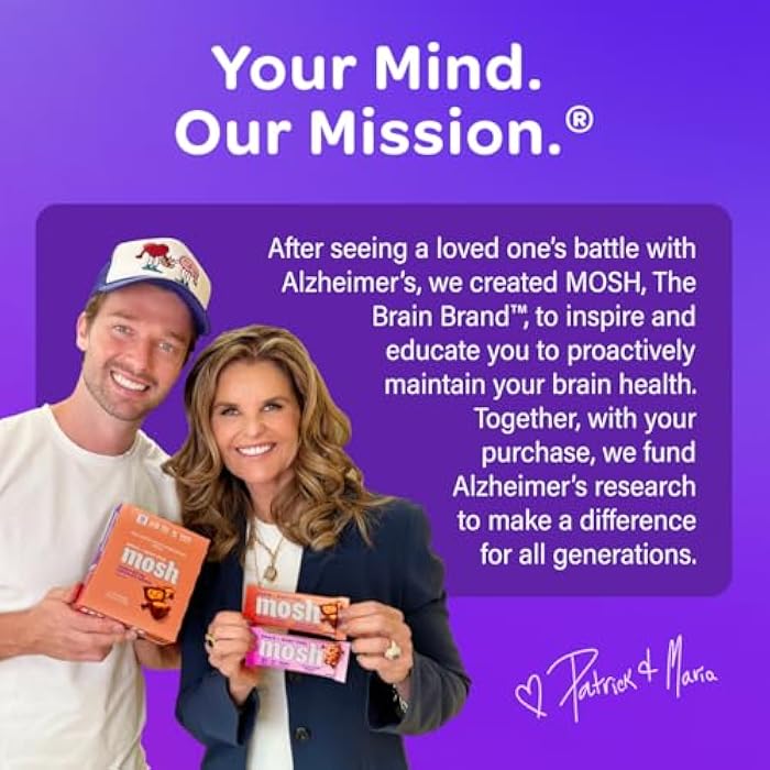 MOSH عبوة متنوعة من بار البروتين النباتي MOSH، نباتي، كيتو، خالي من الغلوتين، وجبة خفيفة صحية للدماغ مع كوجنيزين، أشواغاندا ومانة الأسد، 6 قطع - Image 4