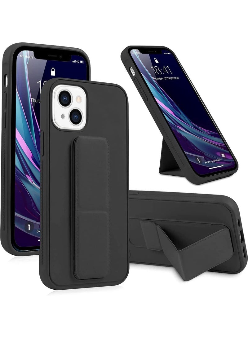 Case Cover For iPhone 14 Plus Finger Grip Phone holder Case Car Magnetic Multi-function 3 in 1 Shockproof Back Cover Protective Case For 14+ Black - Image 1