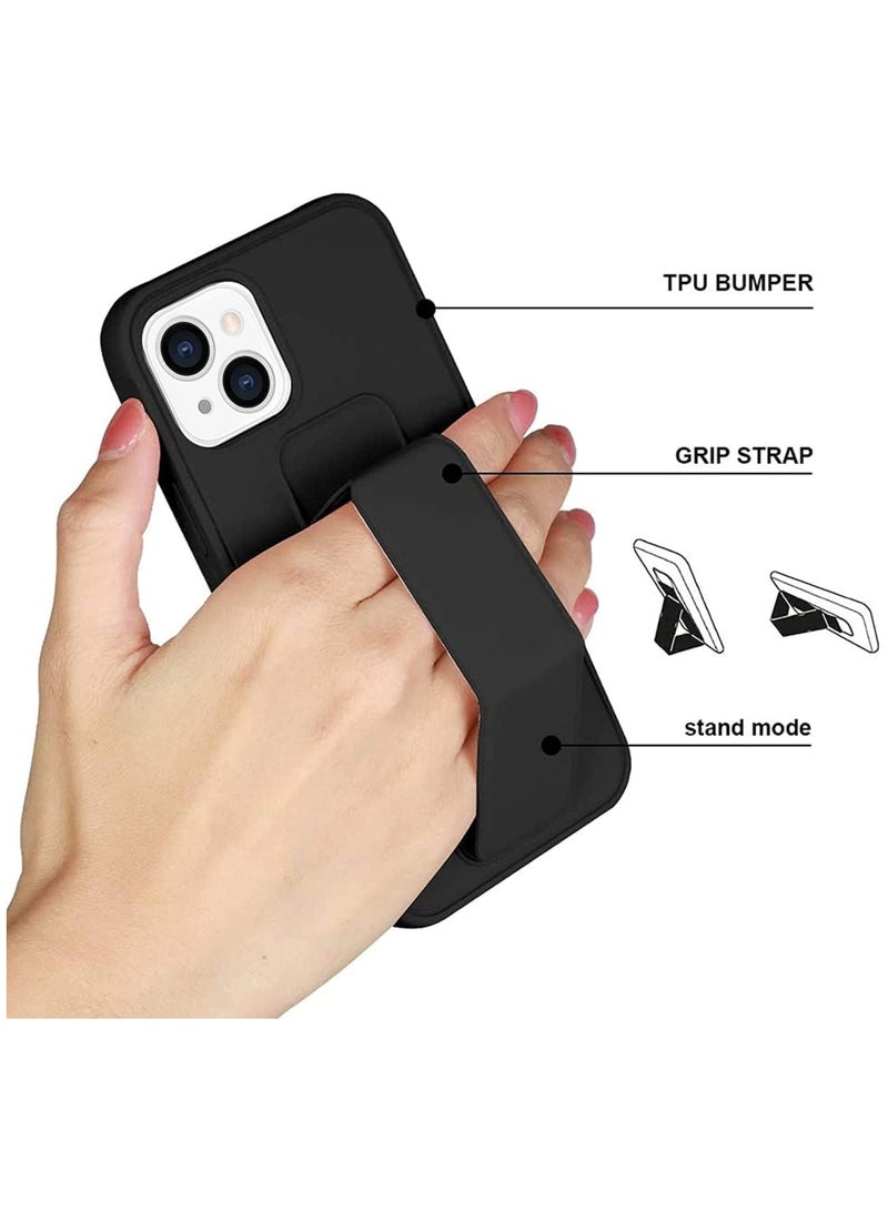 Case Cover For iPhone 14 Plus Finger Grip Phone holder Case Car Magnetic Multi-function 3 in 1 Shockproof Back Cover Protective Case For 14+ Black - Image 2