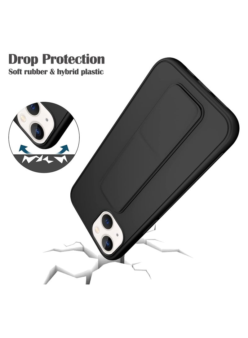 Case Cover For iPhone 14 Plus Finger Grip Phone holder Case Car Magnetic Multi-function 3 in 1 Shockproof Back Cover Protective Case For 14+ Black - Image 3