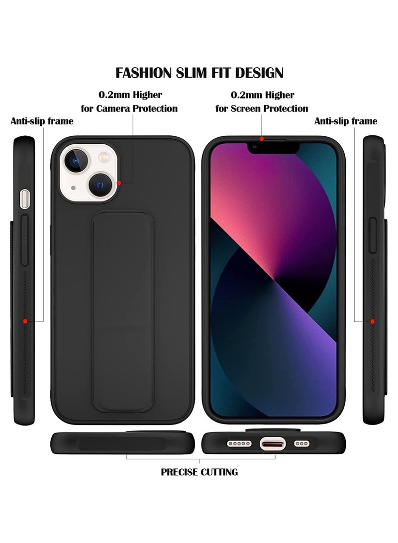 Case Cover For iPhone 14 Plus Finger Grip Phone holder Case Car Magnetic Multi-function 3 in 1 Shockproof Back Cover Protective Case For 14+ Black - Image 4