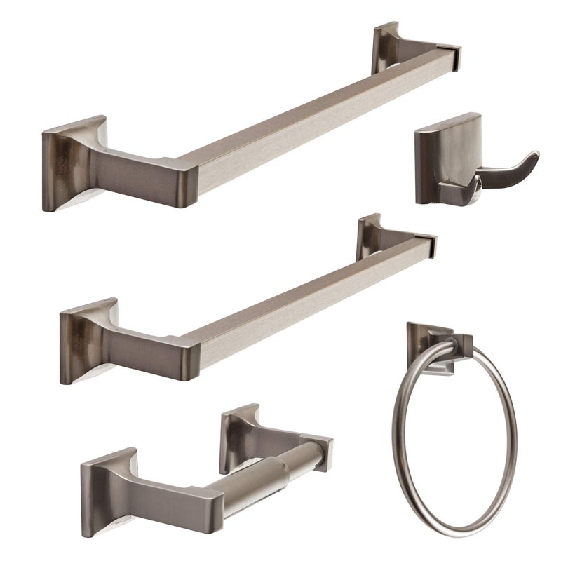 SENTO BETTER HOME BETTER LIFE SENTO Cellar Classic Bathroom Accessories Set Heavy Duty Metal Bath Hardware Set Wall Mounted Includes Robe Hook Toilet Paper Holder Towel Ring 18  24 Towel Bar 5Piece Satin Nickel 
