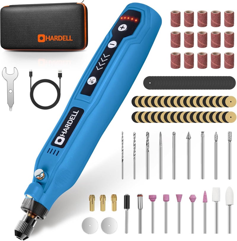 HARDELL Mini Cordless Rotary Tool Kit, 5-Speed and USB Charging with 69 Accessories, Multi-Purpose 3.7V Power Rotary Tool for Sanding, Polishing, Drilling, Etching, Engraving, DIY Crafts (blue) - Image 1