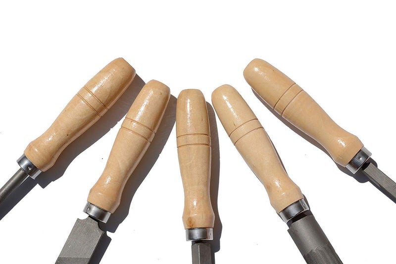 DIY Crafts DIY Crafts 5 Pcs High Carbon Steel File Set with Wooden Handles Rasp File for Wood Metal Plastic 5 Pieces Steel File Medium  - Image 5
