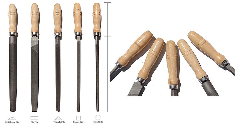 DIY Crafts DIY Crafts 5 Pcs High Carbon Steel File Set with Wooden Handles Rasp File for Wood Metal Plastic 5 Pieces Steel File Medium  - Image 3
