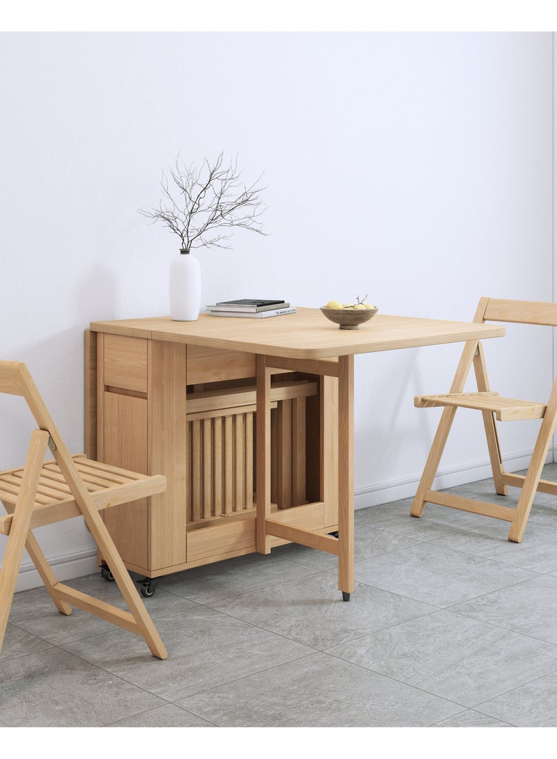 إيليفا هوم طقم طاولة طعام قابلة للطي مع 4 كراسي ودرج تخزين واحد، موفر للمساحة للاستخدام في غرفة المعيشة والمطبخ، خشب - Image 3