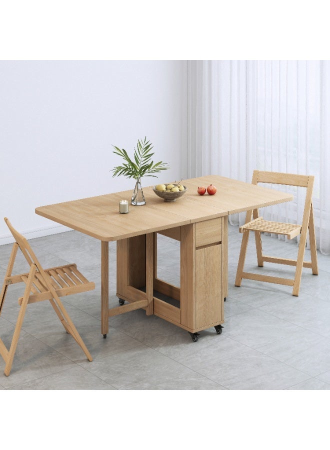 إيليفا هوم طقم طاولة طعام قابلة للطي مع 4 كراسي ودرج تخزين واحد، موفر للمساحة للاستخدام في غرفة المعيشة والمطبخ، خشب - Image 4