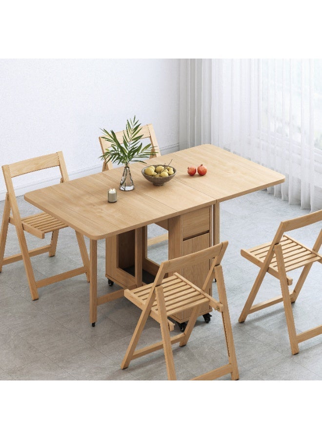 إيليفا هوم طقم طاولة طعام قابلة للطي مع 4 كراسي ودرج تخزين واحد، موفر للمساحة للاستخدام في غرفة المعيشة والمطبخ، خشب - Image 5