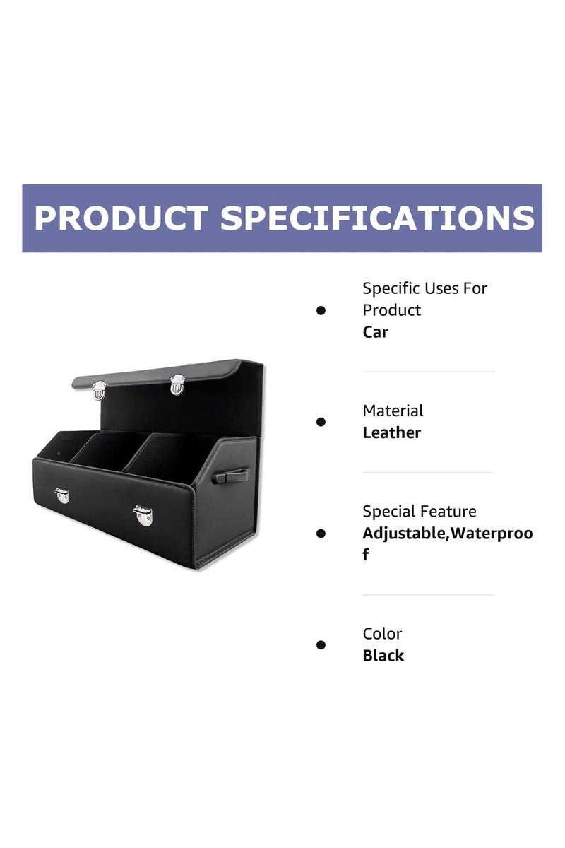 Car Trunk Storage Organizer Box Back Seat storage Leather box with lid Foldable Large car boot storage rear trunk box fits for all Cars Car Boot Storage Organizer Box(LARGE (75*31*30 cm)) - Image 5