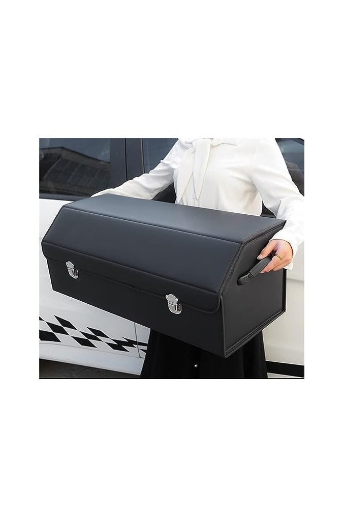Car Trunk Storage Organizer Box Back Seat storage Leather box with lid Foldable Large car boot storage rear trunk box fits for all Cars Car Boot Storage Organizer Box(LARGE (75*31*30 cm)) - Image 2