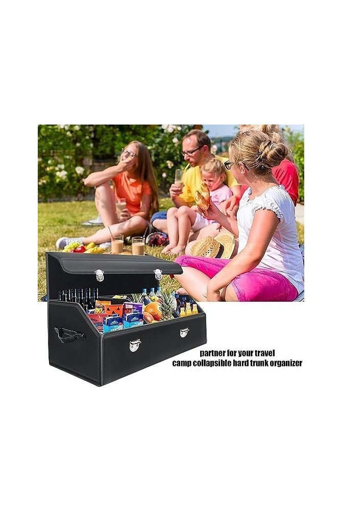 Car Trunk Storage Organizer Box Back Seat storage Leather box with lid Foldable Large car boot storage rear trunk box fits for all Cars Car Boot Storage Organizer Box(LARGE (75*31*30 cm)) - Image 4