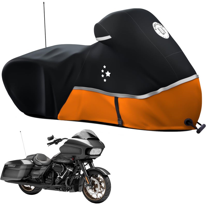 LI LIBZAKI Motorcycle Cover Storage for Touring Models Harley Davidson Road KingRoad GlideStreet Glide Electra GlideHeritage ClassicLow RiderSTand Most Motorcycles Orange