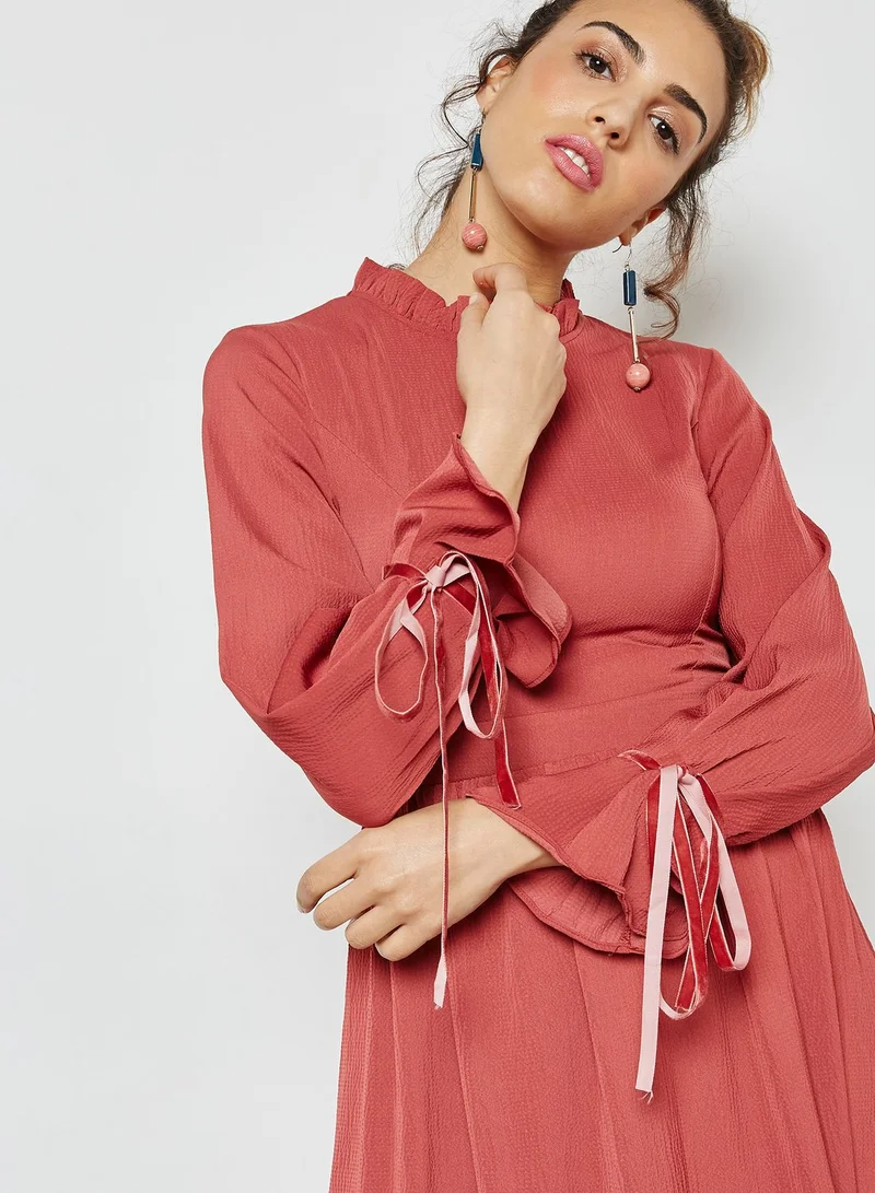 ELLA Ruffle Detail Tie Cuffed Mini Dress