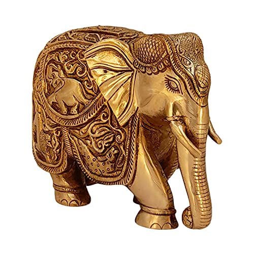 Kartique Brass Engraved Elephant Fengsui Vastu Hathi for Good Luck Success Prosperity Home Decor (3.2 Kg) - Image 4