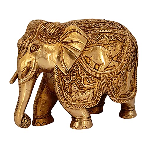 Kartique Brass Engraved Elephant Fengsui Vastu Hathi for Good Luck Success Prosperity Home Decor (3.2 Kg) - Image 3