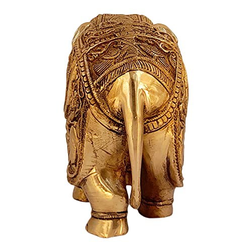 Kartique Brass Engraved Elephant Fengsui Vastu Hathi for Good Luck Success Prosperity Home Decor (3.2 Kg) - Image 5
