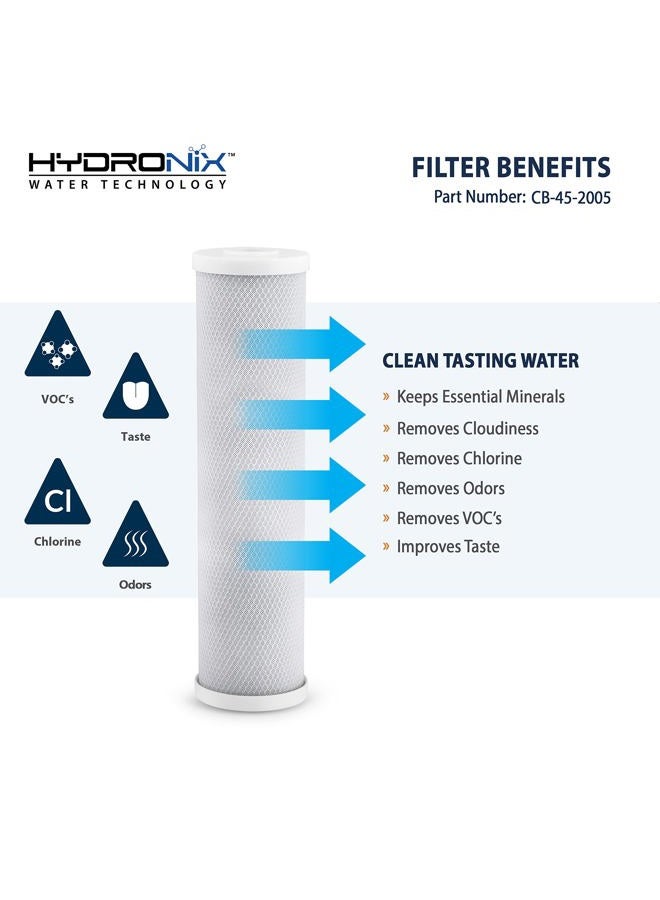 Hydronix CB-45-2005 NSF Carbon Block Water Filter Cartridge 4.5'' OD X 20'' Length, 5 Micron for Home - Image 3