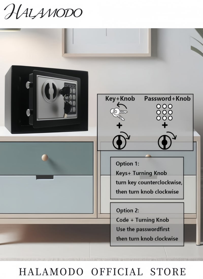 HALAMODO - Safe Box Electronic Deluxe Digital Security Safe Box Key Keypad Lock Home Office Hotel Business Jewelry Cash Use Storage Money - Image 1