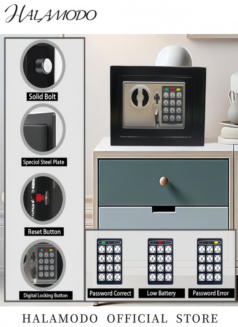 HALAMODO - Safe Box Electronic Deluxe Digital Security Safe Box Key Keypad Lock Home Office Hotel Business Jewelry Cash Use Storage Money - Image 1