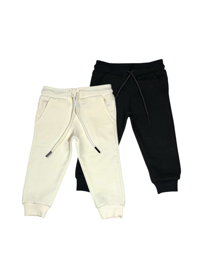 Baby Co. Off-white & Black kids sweatpants (2 pack) 