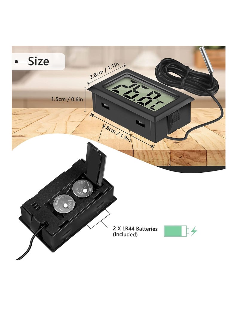 Ntech NTECH 4Pcs Digital LCD Thermometer Temperature Monitor with External Probe for Fridge Freezer Refrigerator Aquarium (4x Black)  - Image 4