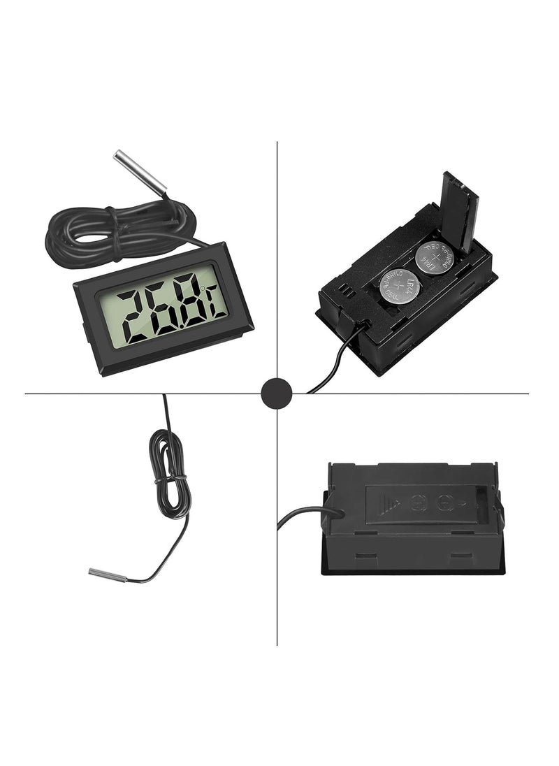 Ntech NTECH 4Pcs Digital LCD Thermometer Temperature Monitor with External Probe for Fridge Freezer Refrigerator Aquarium (4x Black)  - Image 2