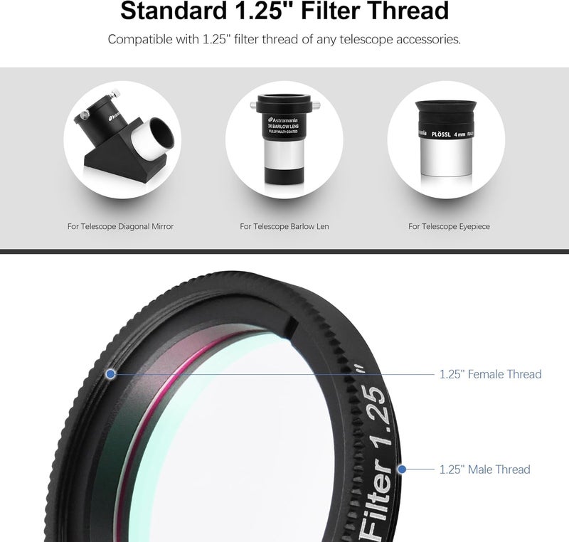 Astromania 1.25" IR/UV Blocking Filter - Keeps Your Planetary Images Sharp - Image 5