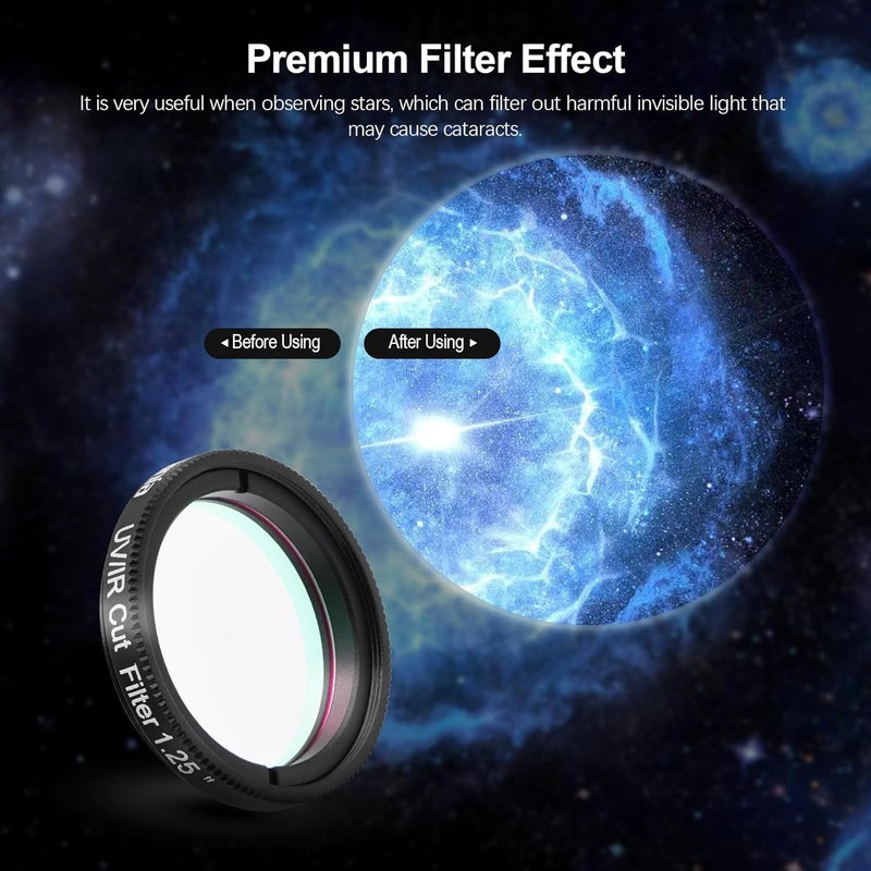 Astromania 1.25" IR/UV Blocking Filter - Keeps Your Planetary Images Sharp - Image 2