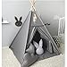 RONGFA Kids Teepee Tent with White Pom Pom  Indoor Play Teepee for Children Boys Portable Play House Grey - Image 4