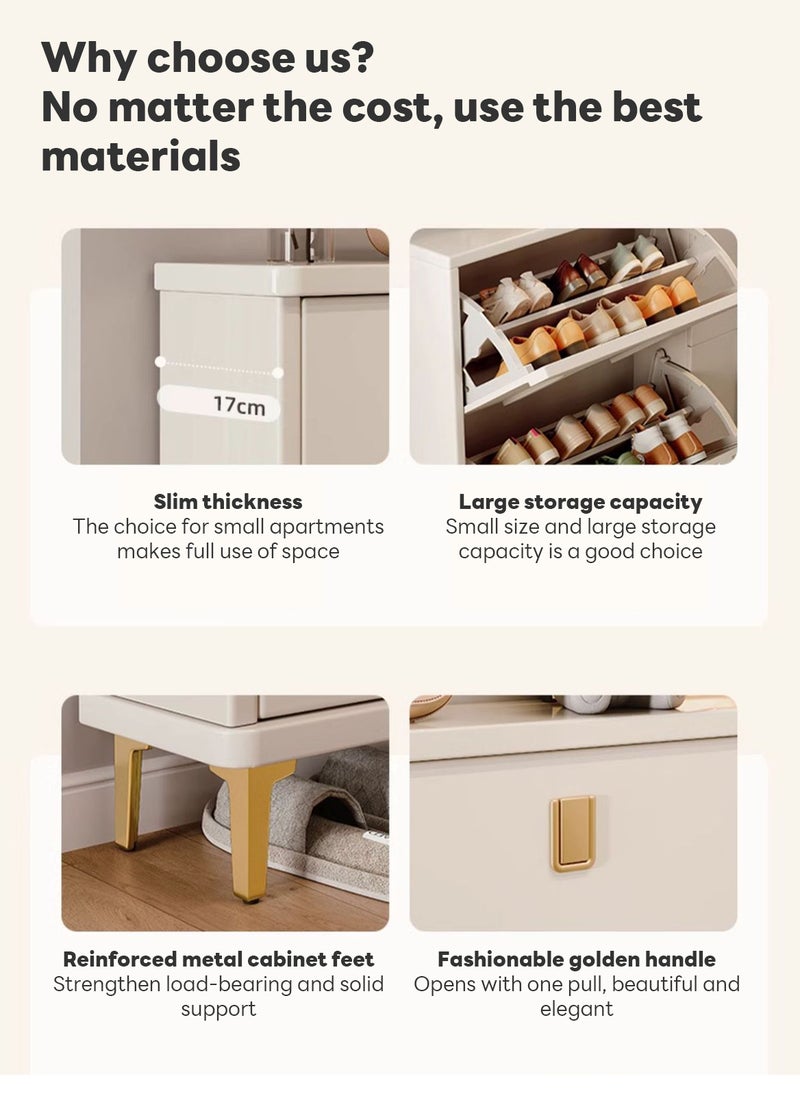 Home Entrance Furniture 3-Layer Ultra-Thin Shoe Cabinet, Flip-Top Ultra-Thin Shoe Cabinet, Saves Space