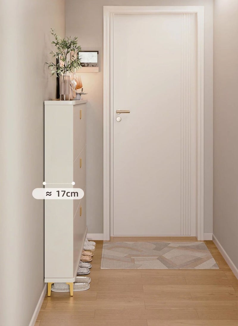 Sharpdo Shoe Cabinet With 3 Flip Drawers 80cm, Ultra-Thin Wooden FreeStanding Shoe, Flip-Top Ultra-Thin Shoe Cabinet, Saves Space 80*17*118CM - Image 4