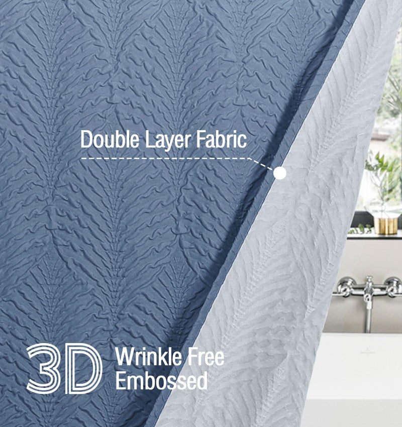 Gibelle Ombre Blue Shower Curtain for Bathroom, 3D Embossed Textured Fabric Shower Curtain, Modern Farmhouse Chic Soft Cloth Shower Curtain Set with Hooks, 72x72 - Image 3