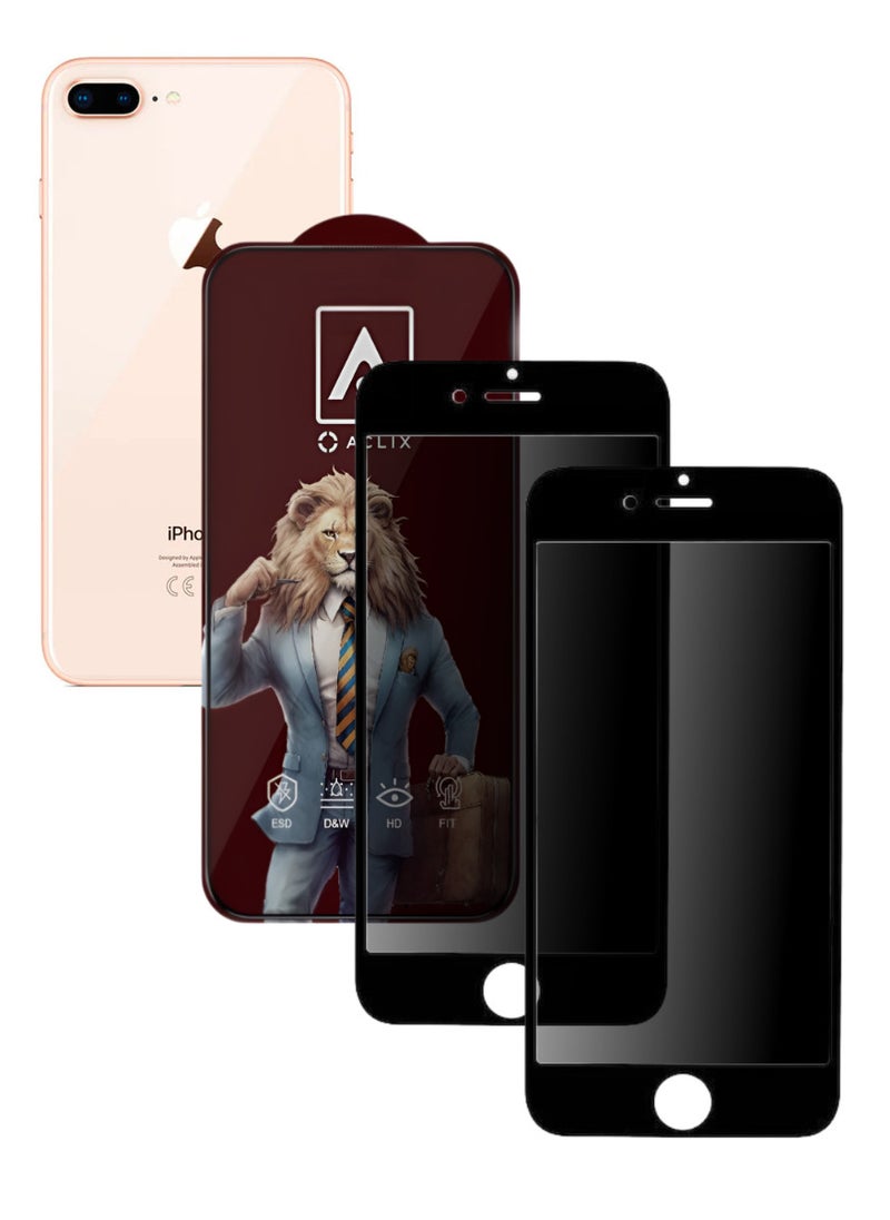 ACLIX 2 Pieces Antistatic ESD Dustproof Premium Quality High Definition Anti-Spy Privacy Tempered Glass Screen Protector Designed For  iPhone 8 Plus - Image 1