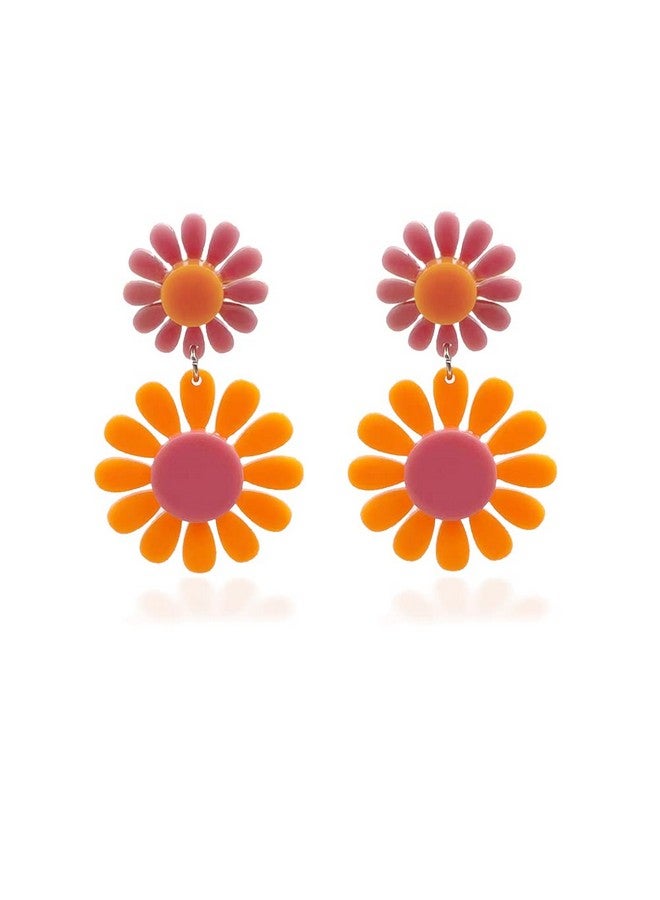 CSIYANJRY99 60S 70S Daisy Earrings For Womenretro Disco Hippie Spring Earrings Bohemian Orange Pink Daisy Flower Dangle Drop Earringsacryli Daisy Jewelry Gifts For Girls Pink - Image 1