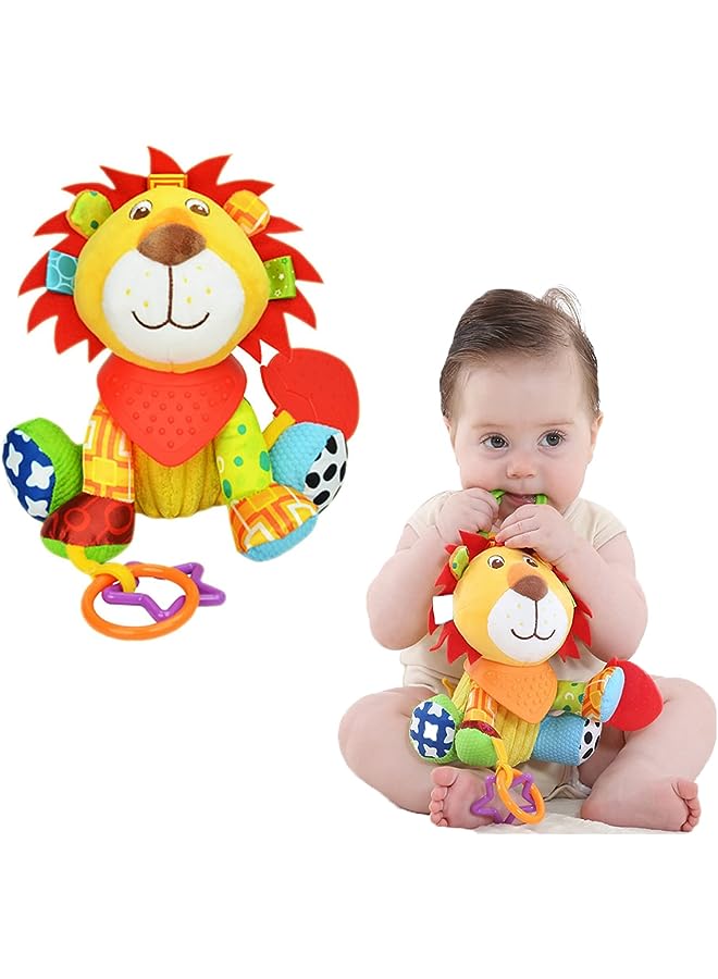 vesus Toys for 0 3 6 9 to 12 Months,Animal Hanging Baby Rattles,Baby Stroller Toy and Car Seat Toy for Infant with Teether Toys,Plush Stuffed Infant Toy with Clip,Newborn Birthday Gifts (lion) - Image 1
