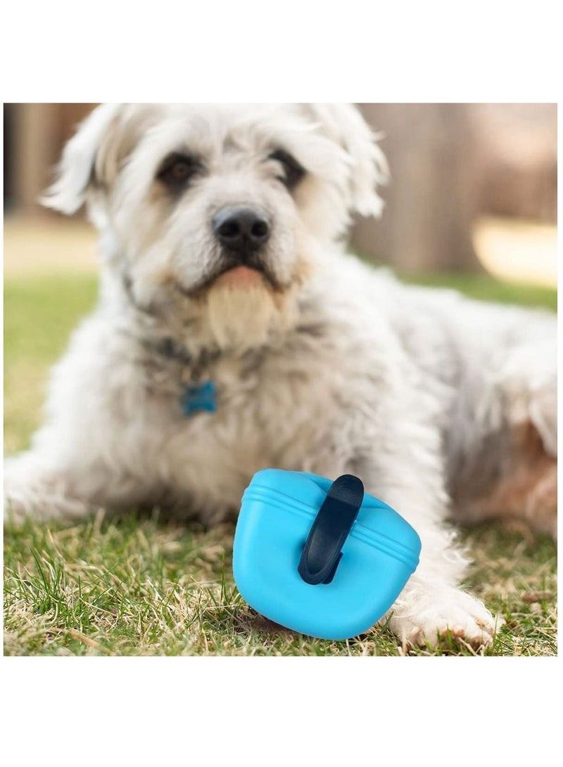 Y&D Dog Treat Pouch, Silicone Training Bag Portable with Magnetic, Auto Closing and Waist Clip 1 Piece （Blue）  - Image 4