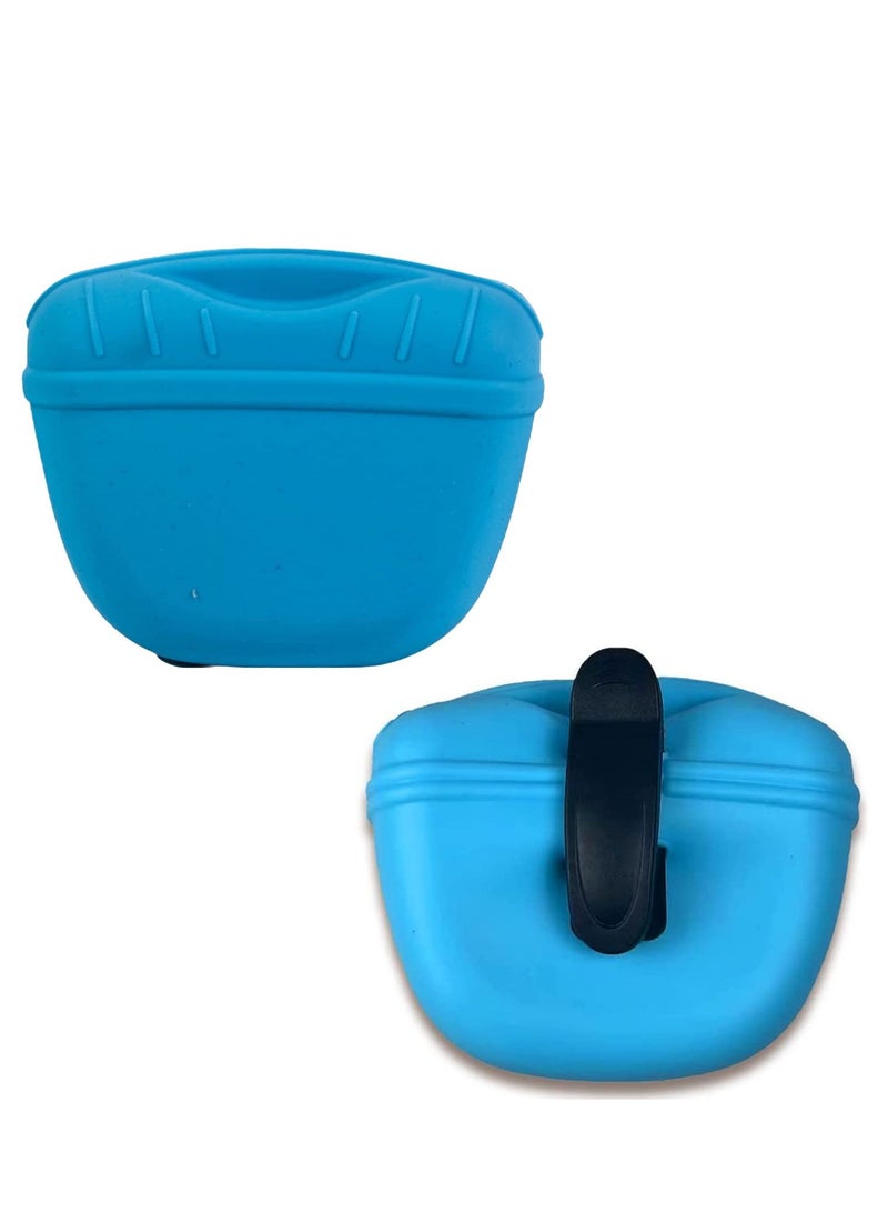 Y&D Dog Treat Pouch, Silicone Training Bag Portable with Magnetic, Auto Closing and Waist Clip 1 Piece （Blue）  - Image 5