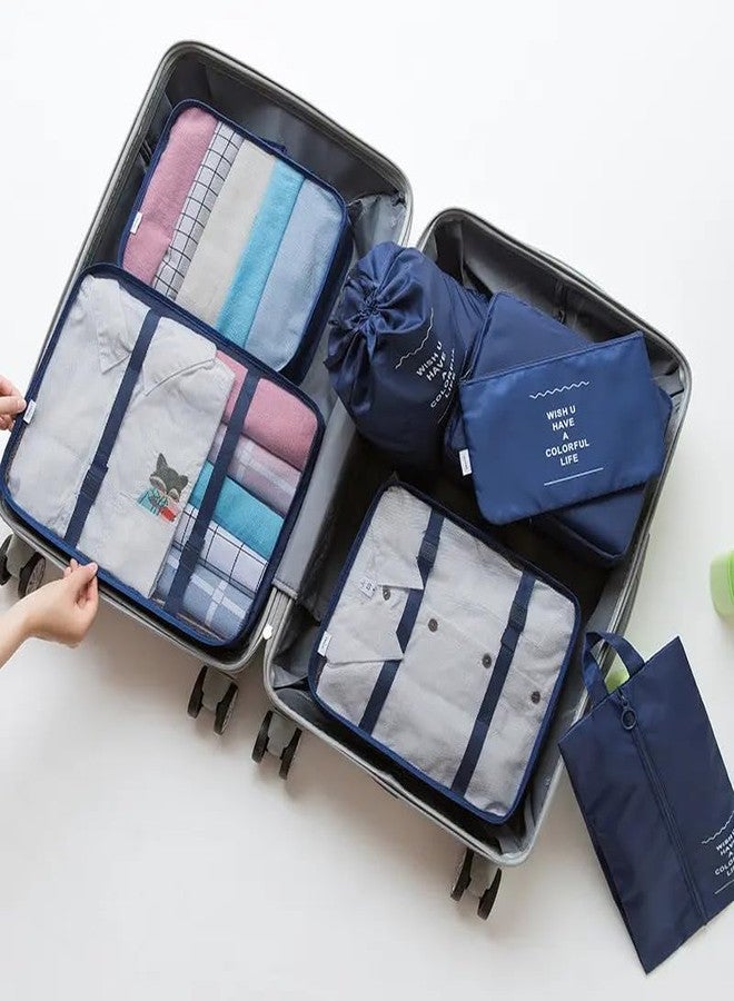 Nightstar 7 Pcs Foldable Luggage and Laundry Bag Pouch Waterproof Travel Toiletry Organizer Garment Storage Bag Portable Packing Cubes (1 Pc) (Navy Blue) - Image 3