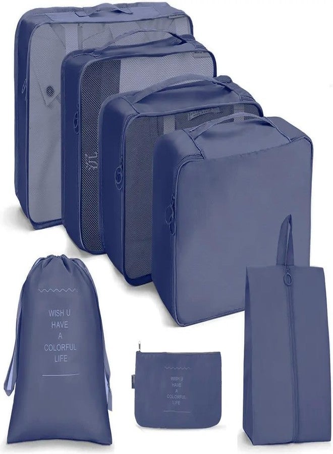 Nightstar 7 Pcs Foldable Luggage and Laundry Bag Pouch Waterproof Travel Toiletry Organizer Garment Storage Bag Portable Packing Cubes (1 Pc) (Navy Blue) - Image 2