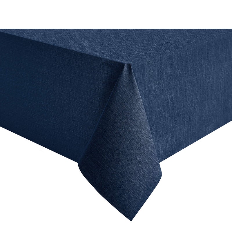 NLMUVW Navy Vinyl Tablecloth Rectangle Heavy Duty PVC Table Cloth 100 Waterproof Oil Proof Wipe Clean Table Cover for Kitchen Dining Picnic 54 x 78 inch