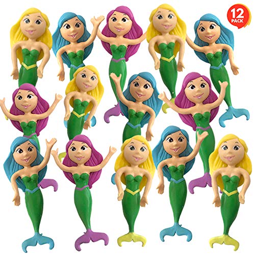 ArtCreativity Bendable Mermaid Figures Set of 12 Flexible Magical Figurines Stress Relief Fidget Toys for Kids Birthday Party Favors Goodie Bag Stuffers Piata Fillers for Boys and Girls - Image 1