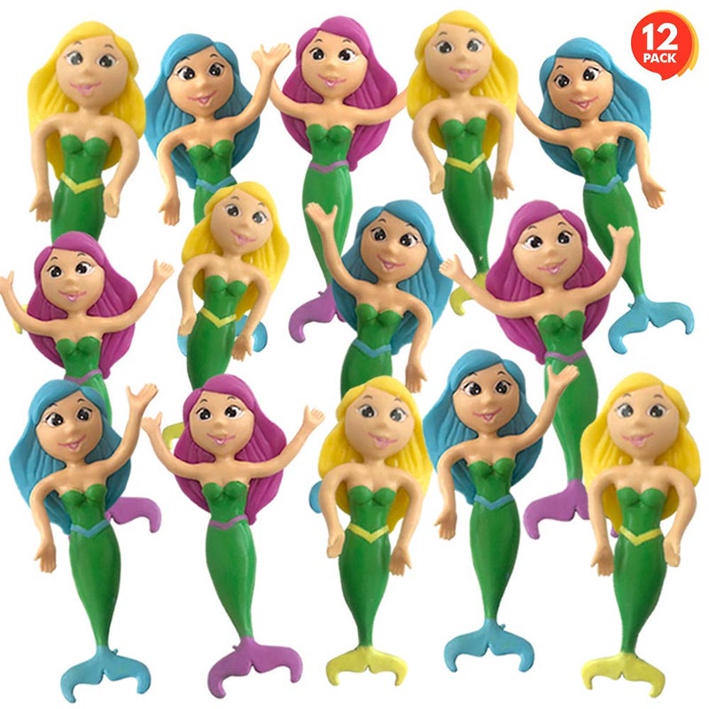 ArtCreativity Bendable Mermaid Figures Set of 12 Flexible Magical Figurines Stress Relief Fidget Toys for Kids Birthday Party Favors Goodie Bag Stuffers Piata Fillers for Boys and Girls - Image 2