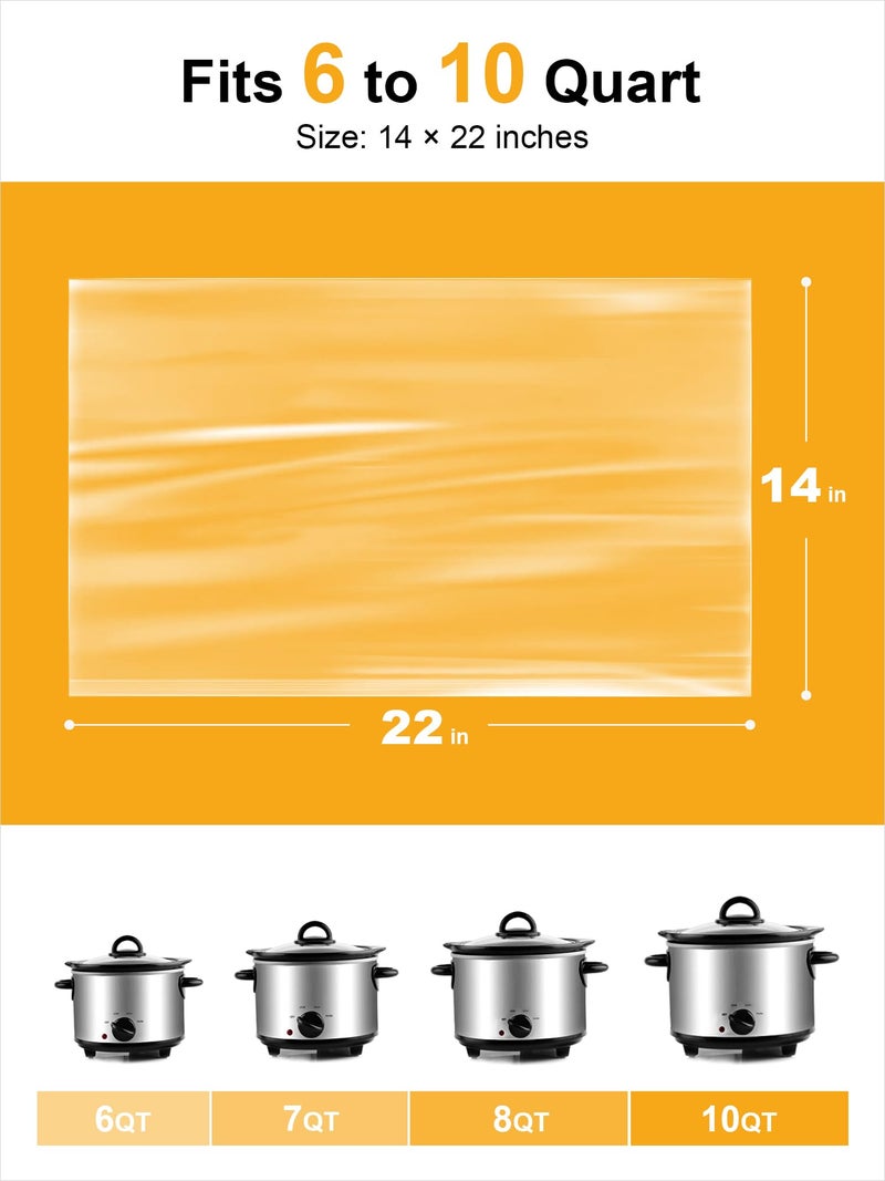 SMARTAKE Slow Cooker Liners, Extra Large Size 14"x 22" Disposable Cooking Bags, Fit 6QT to 10QT for Slow Cooker, Cooking Trays, Suitable for Oval & Round Pots, 30 Liners - Image 2