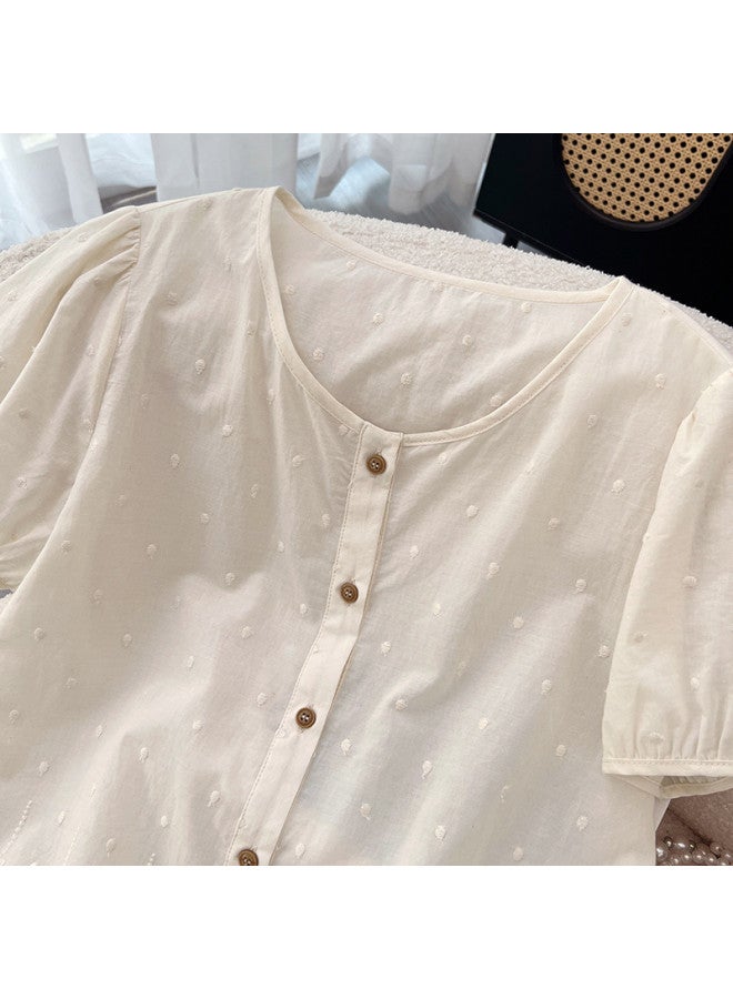 XINYANG sweet & Youthful Round Neck Hollow-out Blouse For Women 2025 Petite Short-sleeved Shirt - Image 3