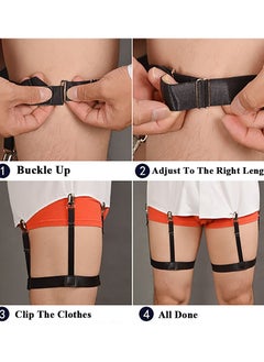 Adjustable Elastic Garter Military Shirts Holder with Non-slip Locking Clamps