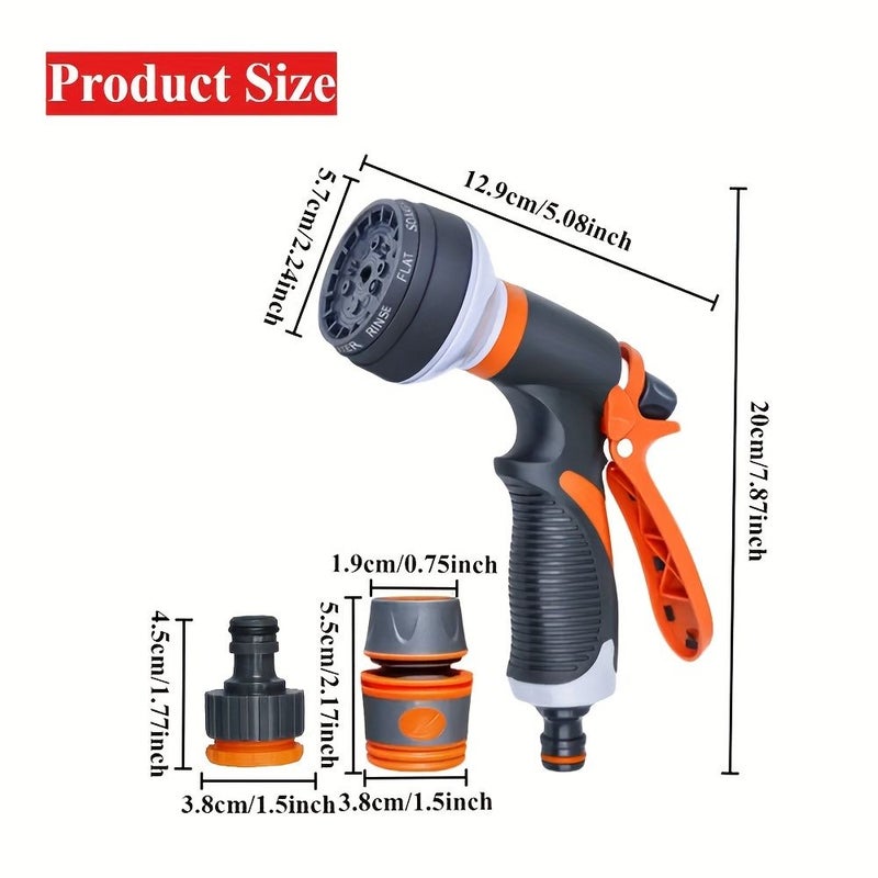 Orange Eight Function Garden Water Gun Set For Rinsing And Watering - Image 3