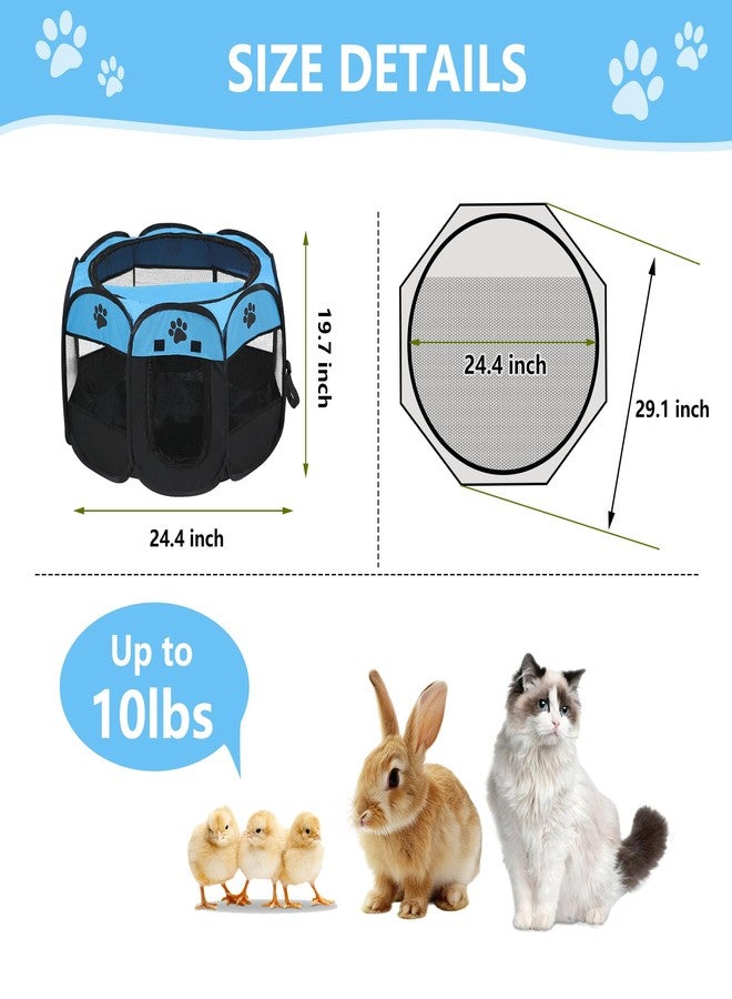 ASFANES Cat Dog Playpen, Puppy Pet Playpen Indoor for Small Dog Crate Tent Cage Outdoor, Portable Pop Up Dogs Enclosure Kennel with Carrying Case for Dogs/Cats/Rabbits Blue. - Image 2
