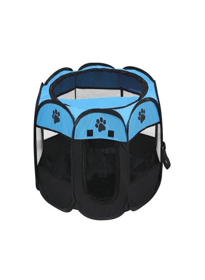 ASFANES Cat Dog Playpen, Puppy Pet Playpen Indoor for Small Dog Crate Tent Cage Outdoor, Portable Pop Up Dogs Enclosure Kennel with Carrying Case for Dogs/Cats/Rabbits Blue. - Image 1