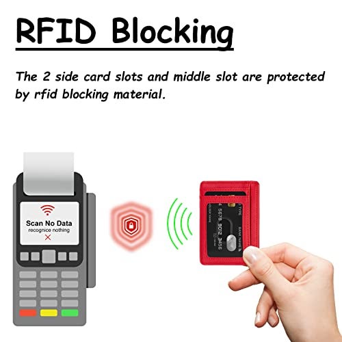 TOURSUIT Travel Minimalist Slim Front Pocket Wallet for Men Women, RFID Blocking Credit Card Holder Case (Red) - Image 3